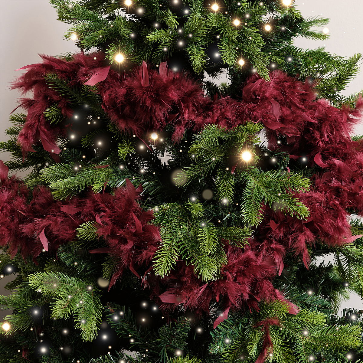 Large Oxblood Red Feather Boa Christmas Garland - 182cm