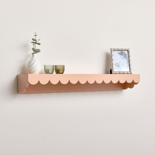 Large Peach Scalloped Wall Storage Shelf - 90cm