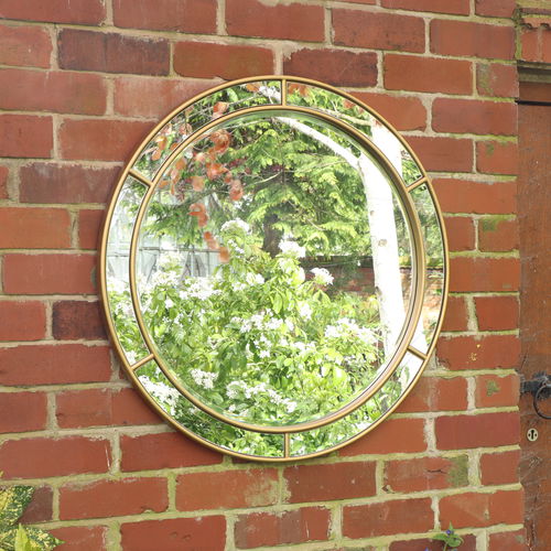 Large Round Gold Window Mirror 80cm x 80cm