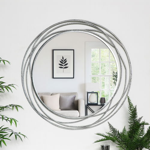 Large Round Silver Swirl Mirror 92cm x 92cm
