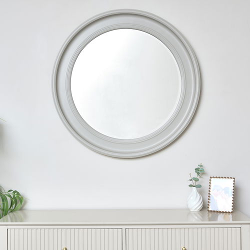 Large Round Taupe Grey Wall Mirror 80cm x 80cm