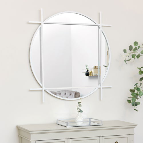 Large Round White Wall Mirror 97cm x 97cm