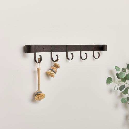 Large Rustic Iron Wall Hook Storage Rack 