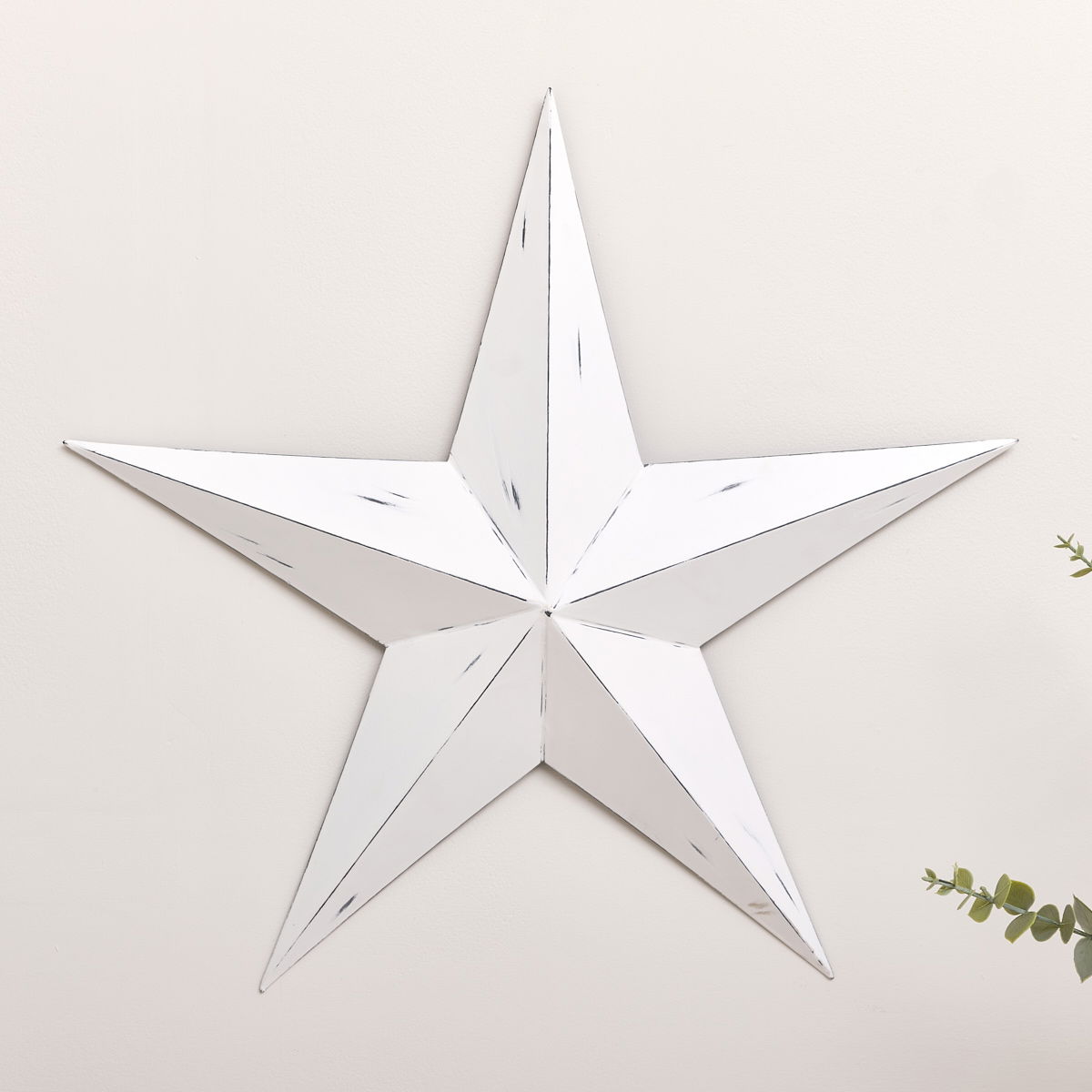 Large Rustic White Metal Wall Star