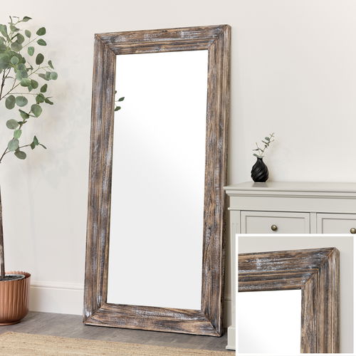 Large Rustic Wooden Wall/Leaner Mirror 158cm x 78cm 