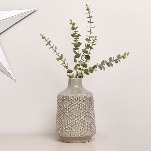 Large Sage Grey Ceramic Bobble Vase - 29cm