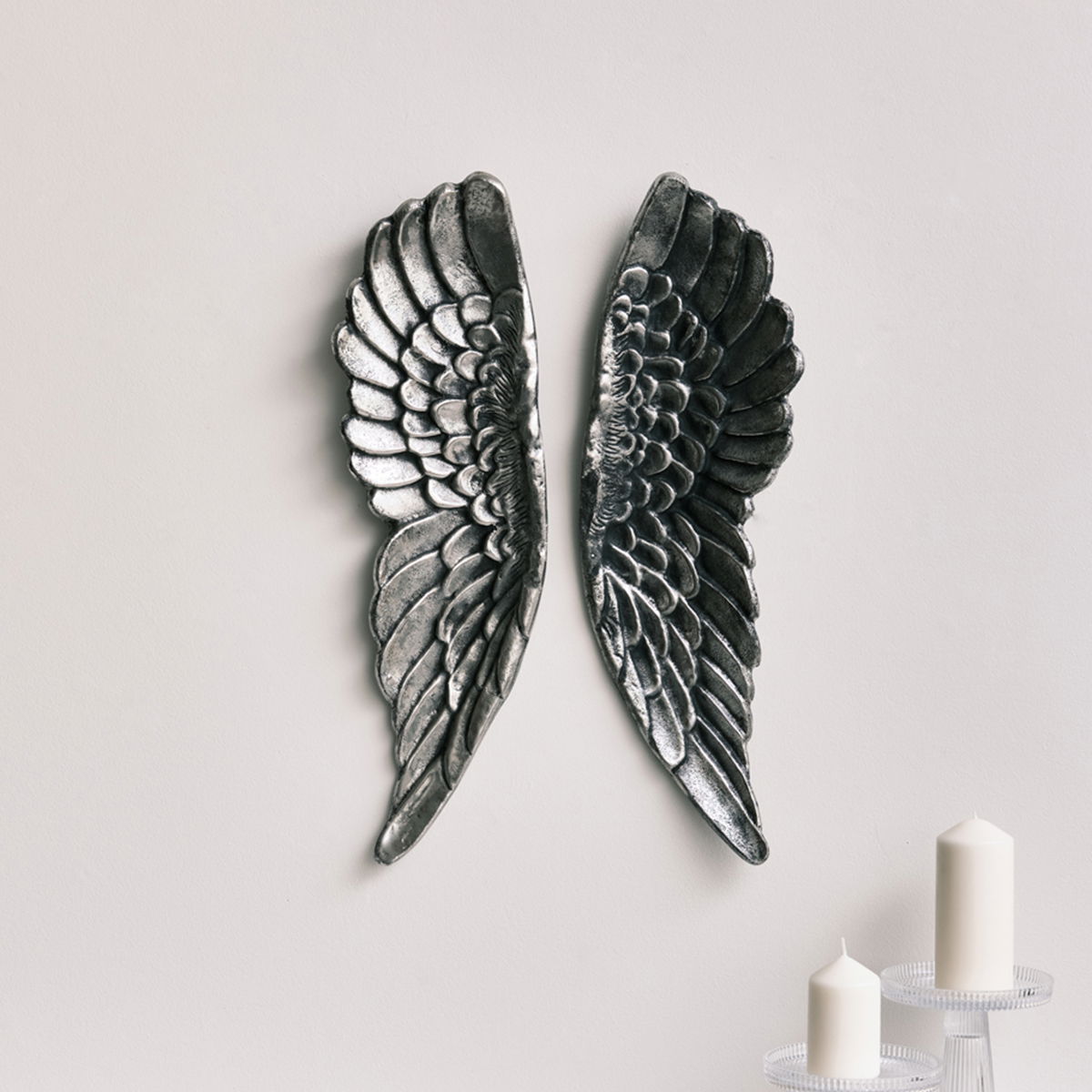 Large Silver Wall Mounted Angel Wings 