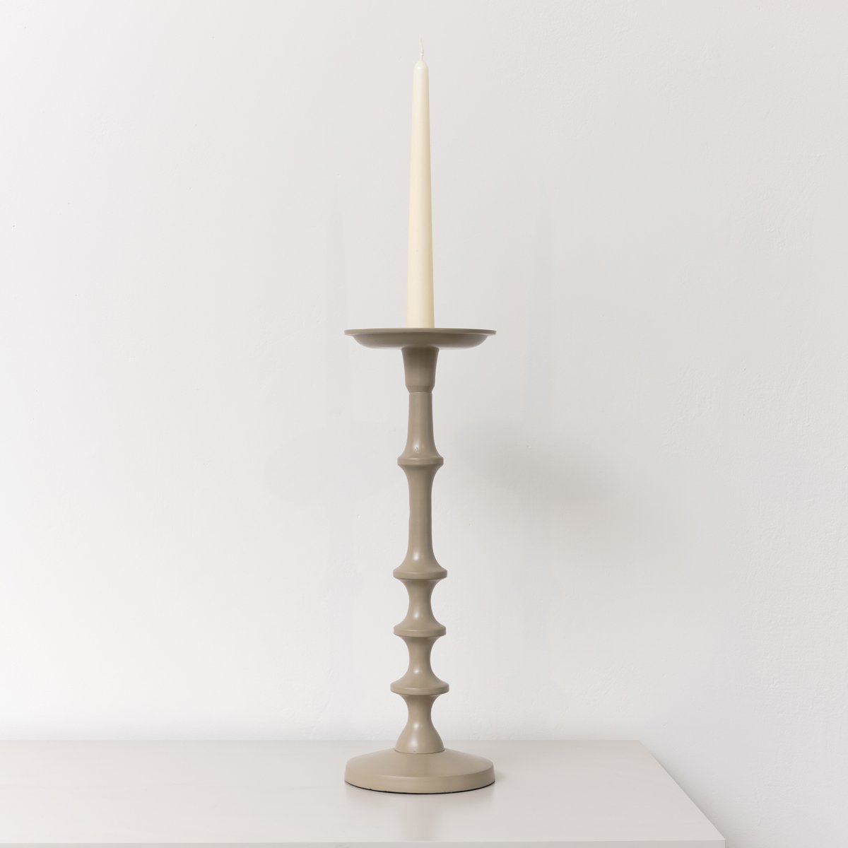 Large Taupe Candle Holder - 36cm
