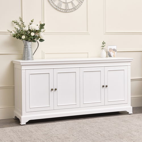 Large White 4 Door Sideboard - Daventry White Range - DAMAGED SECOND