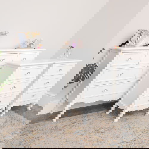 Large White 6 Drawer Chest of Drawers & Pair of 3 Drawer Bedsides - Victoria White Range