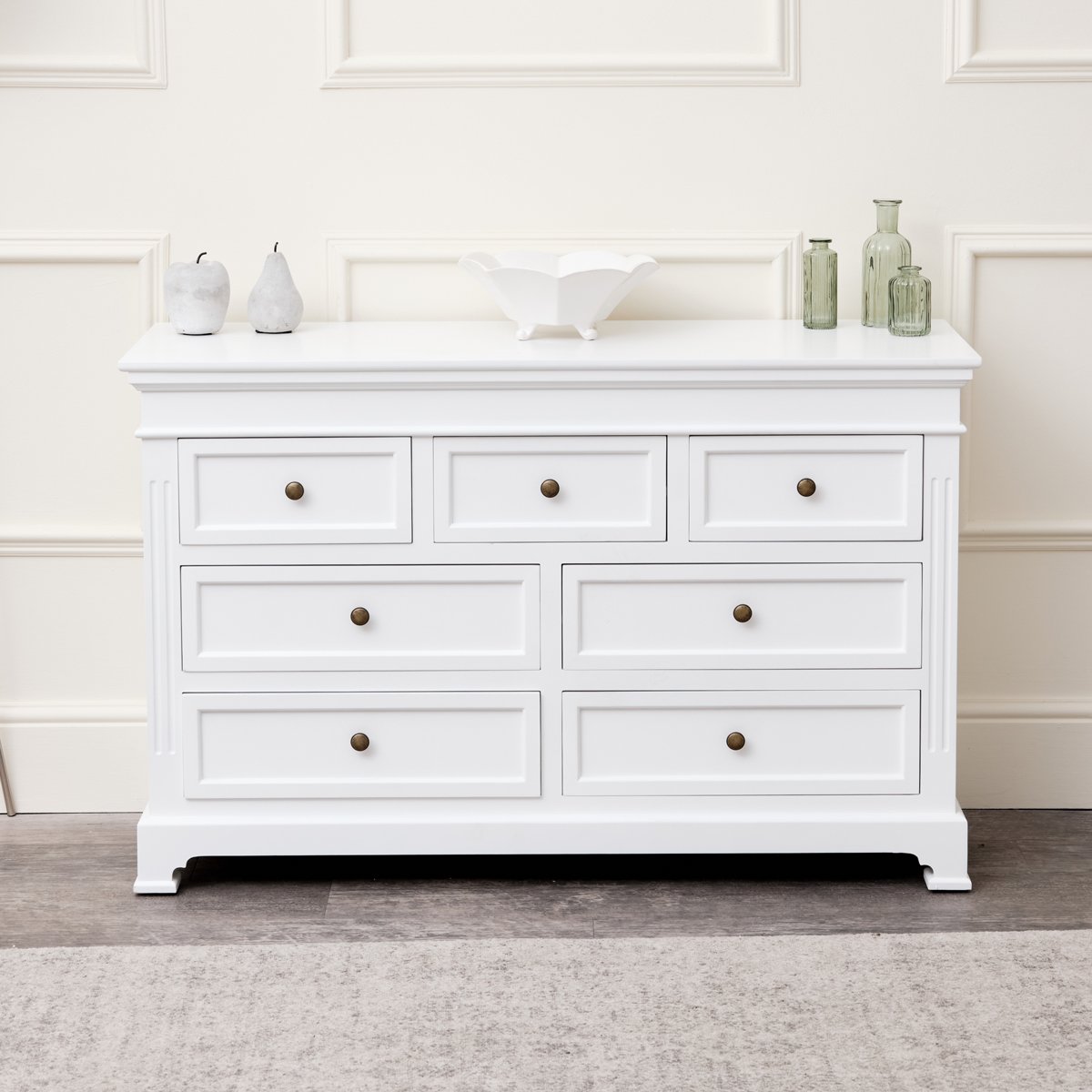 Large White 7 Drawer Chest of Drawers - Daventry White Range - DAMAGED SECOND 0824