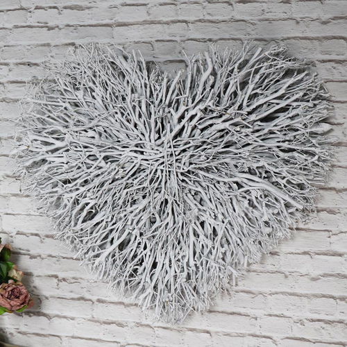 Large White Twig Heart Wall Art