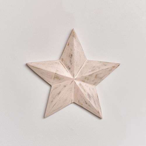 Large Wooden Distressed Pink Wall Star Decoration
