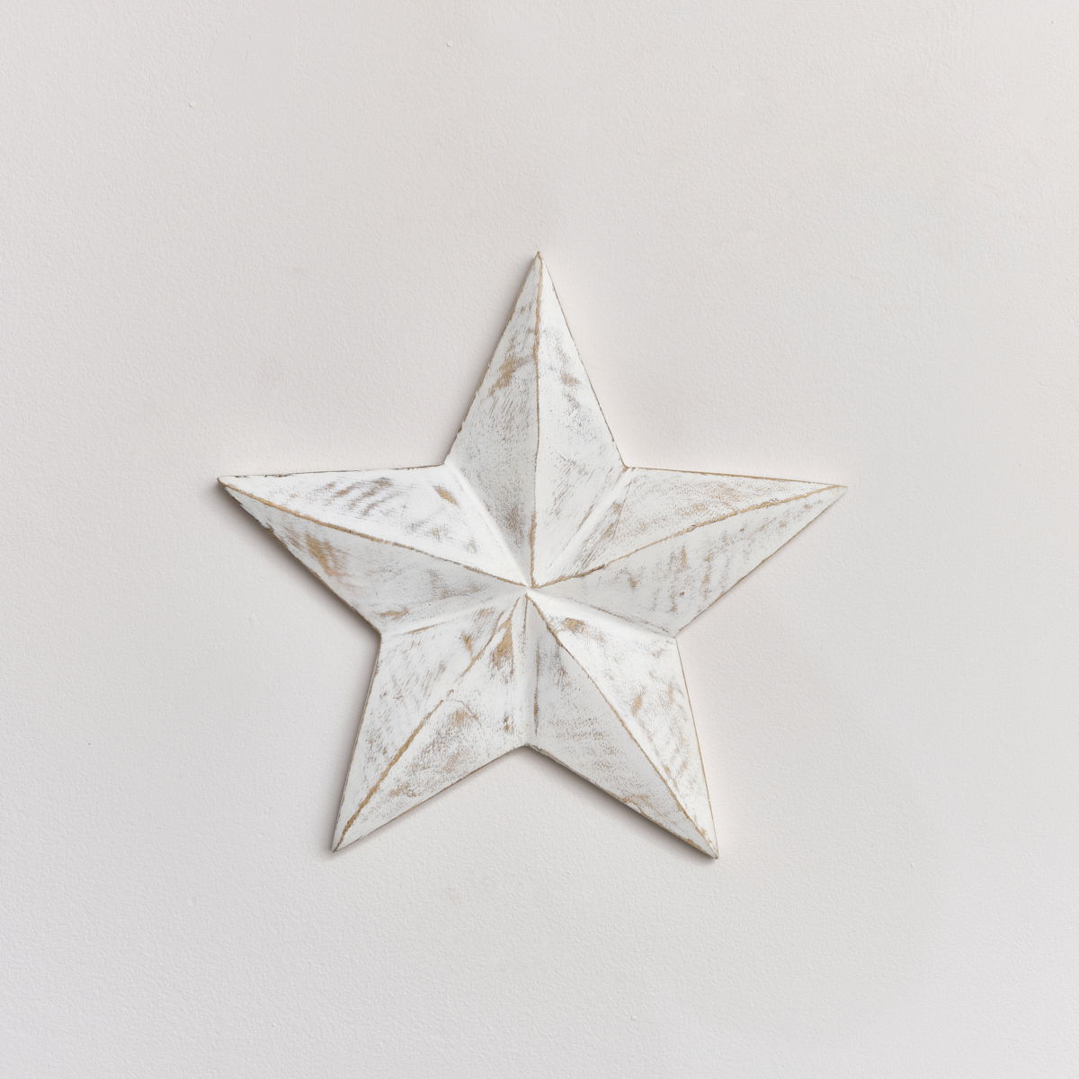 Large Wooden Distressed White Wall Star Decoration
