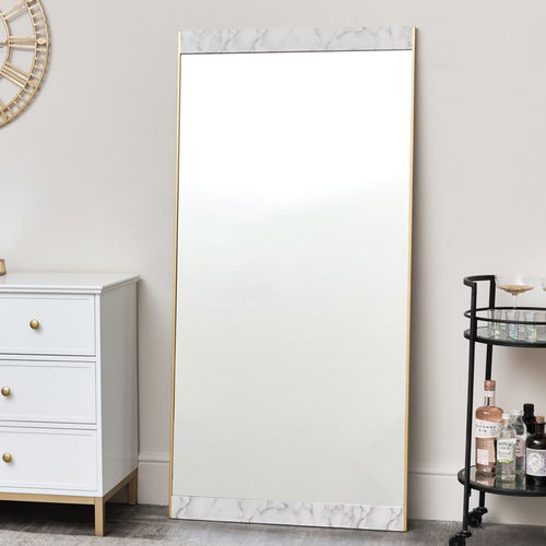 Luxe Gold & Faux Marble Mirror - Large 155cm x 75cm