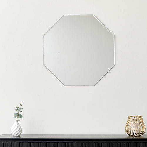 Ornate Octagon Frameless Bevelled Wall Mirror 60cm x 60cm 