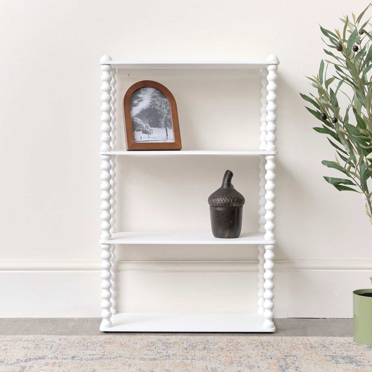 White Wooden Bobble Framed 3 Tier Shelf