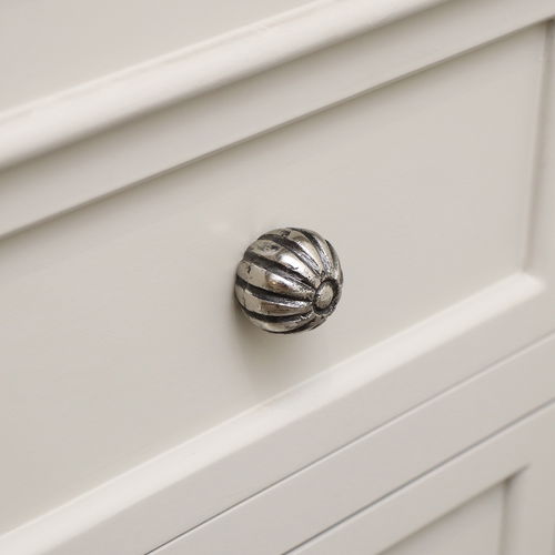 Antique Silver Round Scalloped Drawer Knob