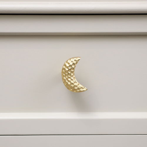 Shiny Gold Hammered Crescent Moon Drawer Knob
