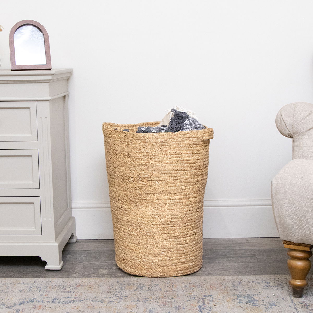 Medium Brown Rustic Laundry Storage Basket - 54cm