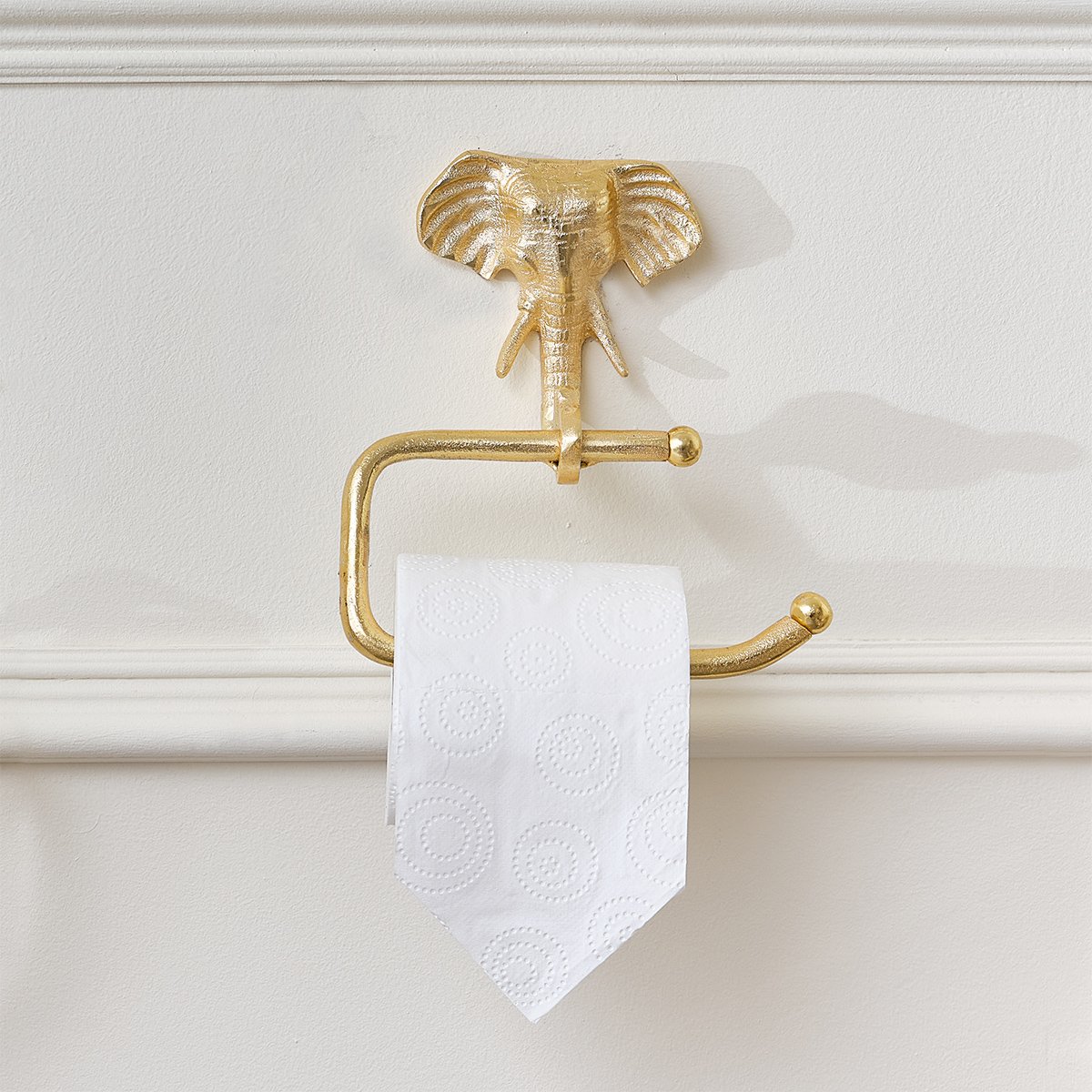 Metallic Gold Elephant Toilet Roll Holder 18cm x 19cm