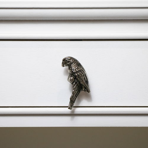 Metallic Silver Parrot Drawer Knob