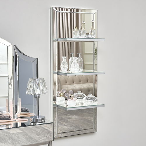 Mirrored Wall Mounted Shelving Unit 