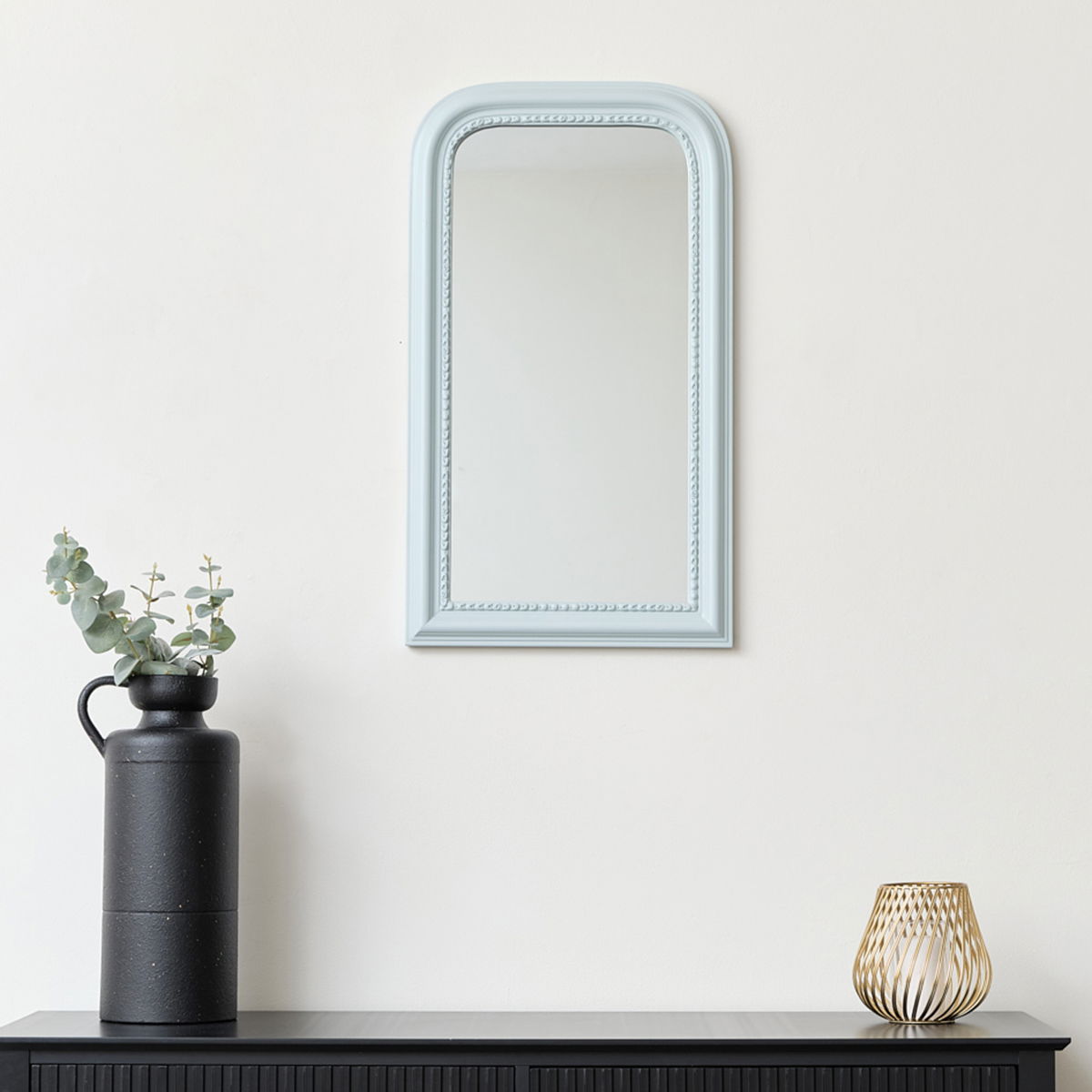 Misty Blue Arch Wall Mirror 70cm x 40cm