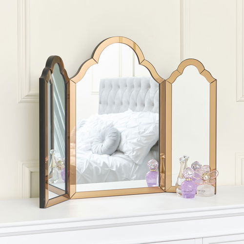 Mocha Glass Art Deco Triple Mirror 74cm x 60cm