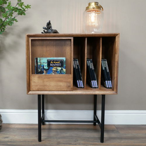 Natural and Black Retro Storage Cabinet