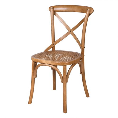 Oak Cross-back Dining Chair with Rattan Seat