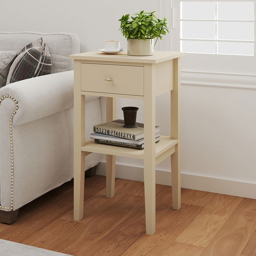 One Drawer Bedside Table - Abbey Cream Range