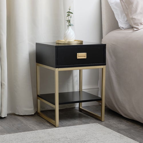 One Drawer Bedside Table - Elle Black Range