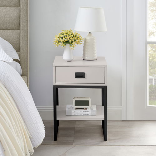 One Drawer Bedside Table - Elle Black Stone Range