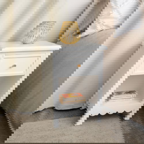 One Drawer Scalloped Bedside Table - Staunton White Range