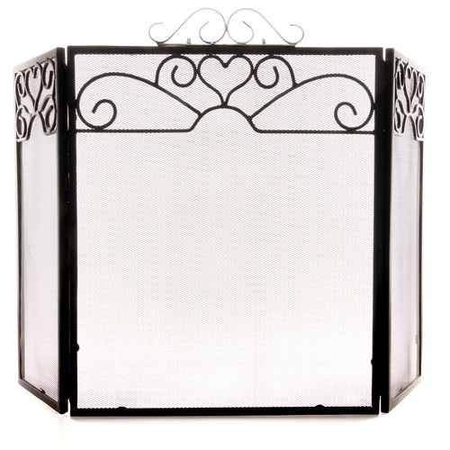 Ornate Black Mesh Fire Screen