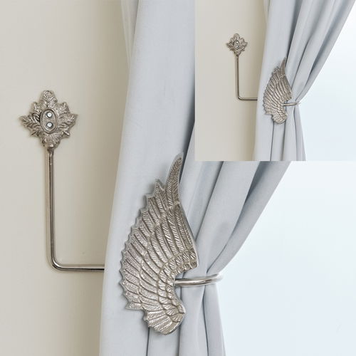 Pair of Silver Angel Wing Curtain Tie Backs 