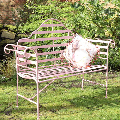 Pink Arched Metal Garden Bench