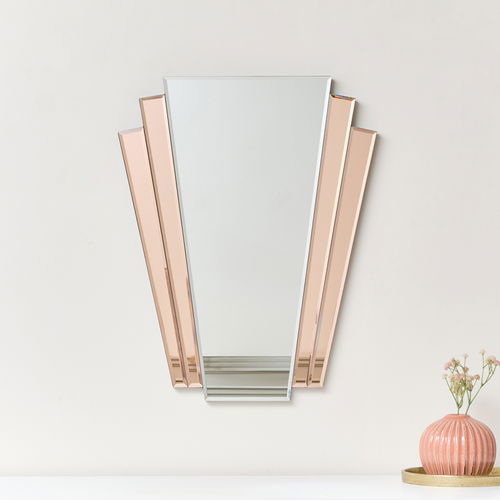 Pink Art Deco Fan Wall Mirror - 60cm x 48cm