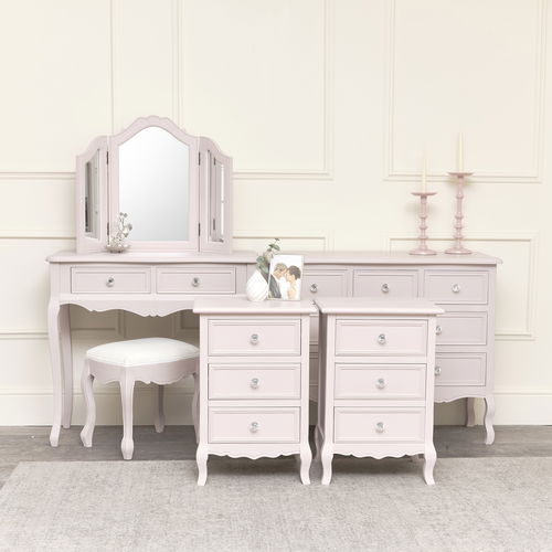 Pink Bedroom Furniture Set Large 6 Drawer Chest of Drawers, Dressing Table Set & Pair of Bedside Tables - Victoria Pink Range