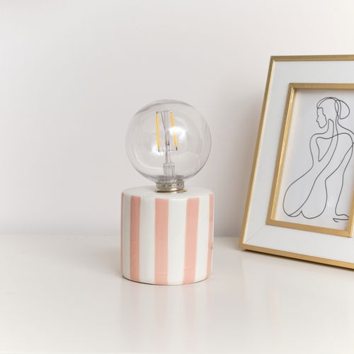 Pink Cabana Stripe LED Desk Lamp 18cm