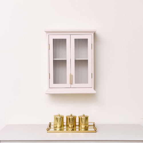 Pink Reeded Glass Wall Cabinet