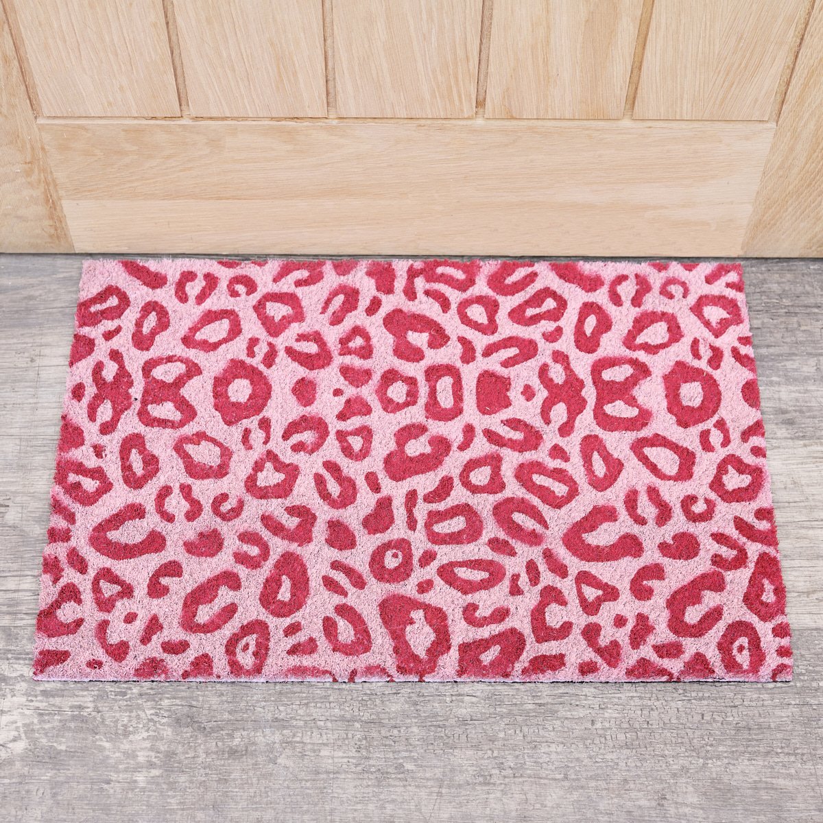 Pink Leopard Print Coir Door Mat
