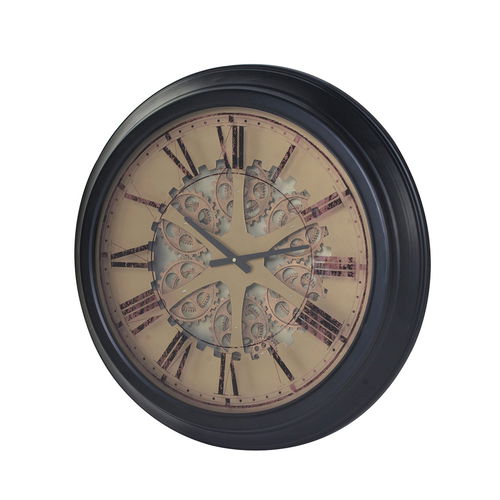 Round Black Industrial Gears Wall Clock - 67cm x 67cm