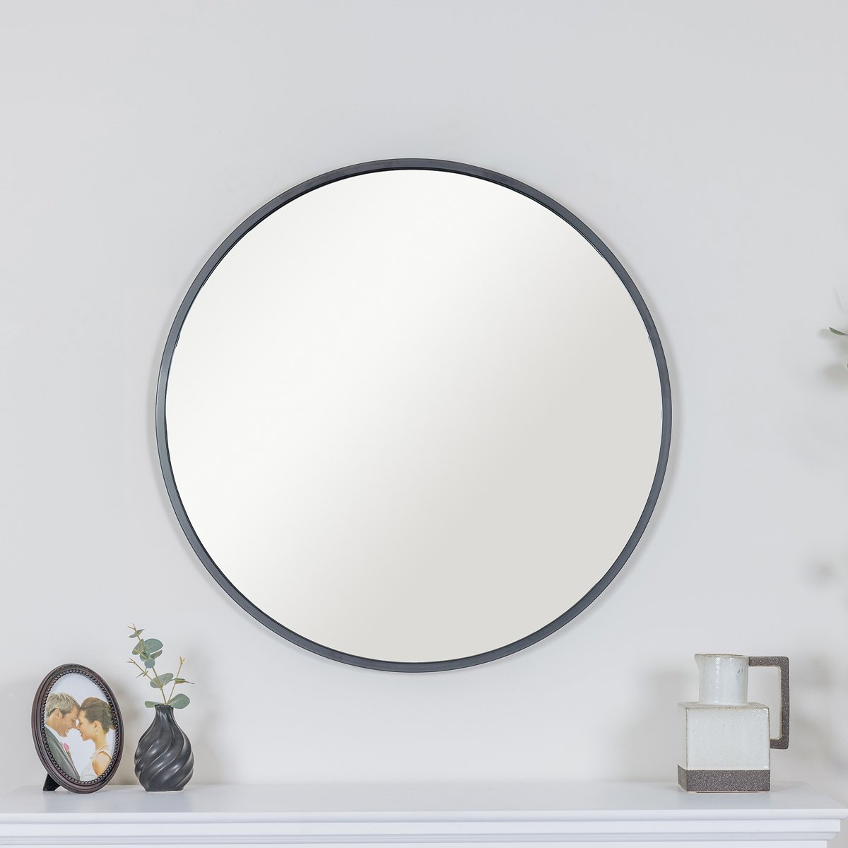 Round Black Wall Mirror 80cm x 80cm