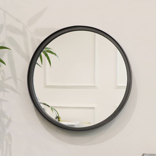 Round Dark Silver Grey Framed Mirror 31cm x 31cm