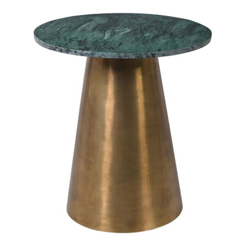 Round Green and Gold Marble Side Table