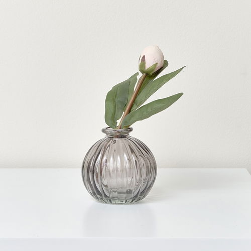 Round Grey Glass Bottle Vase - 8.5cm