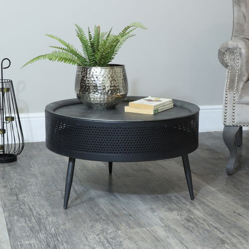 Round Grey Metal Coffee Table