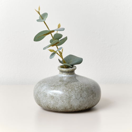 Round Grey Mottled Ceramic Bud Vase